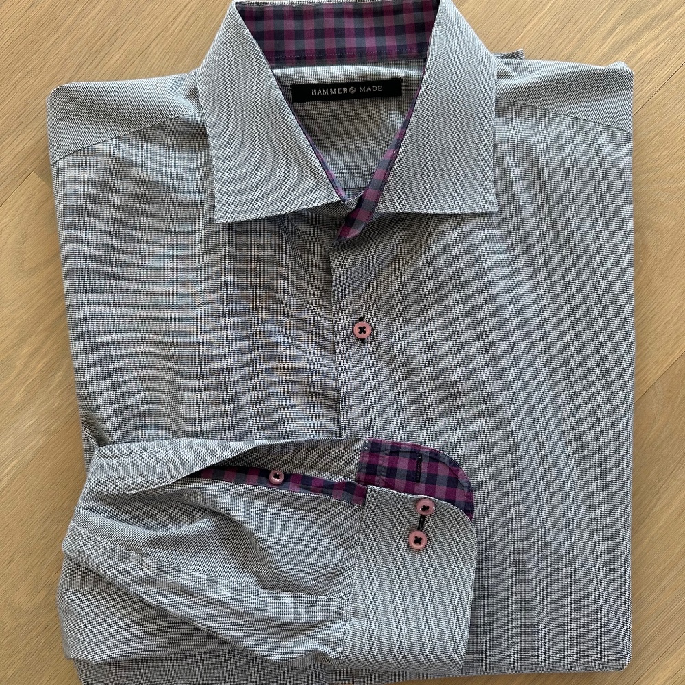Hammer Made Dress Shirt 43/17 Slim Fit grey black purple